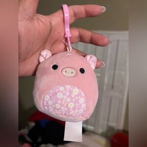 Squishmallows Peter the Pig with Floral Belly 3" Clip Keychain